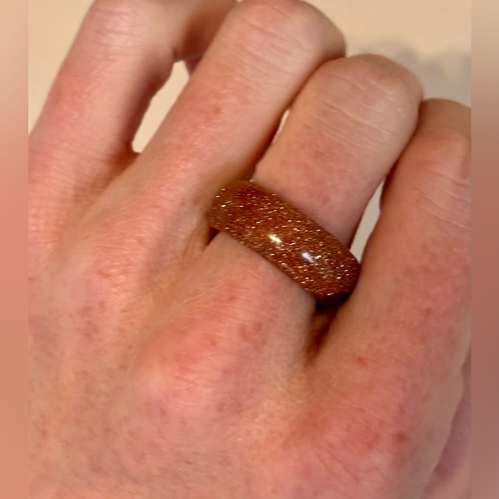 ✨ Natural Sunstone Crystal Ring | Size 7.5